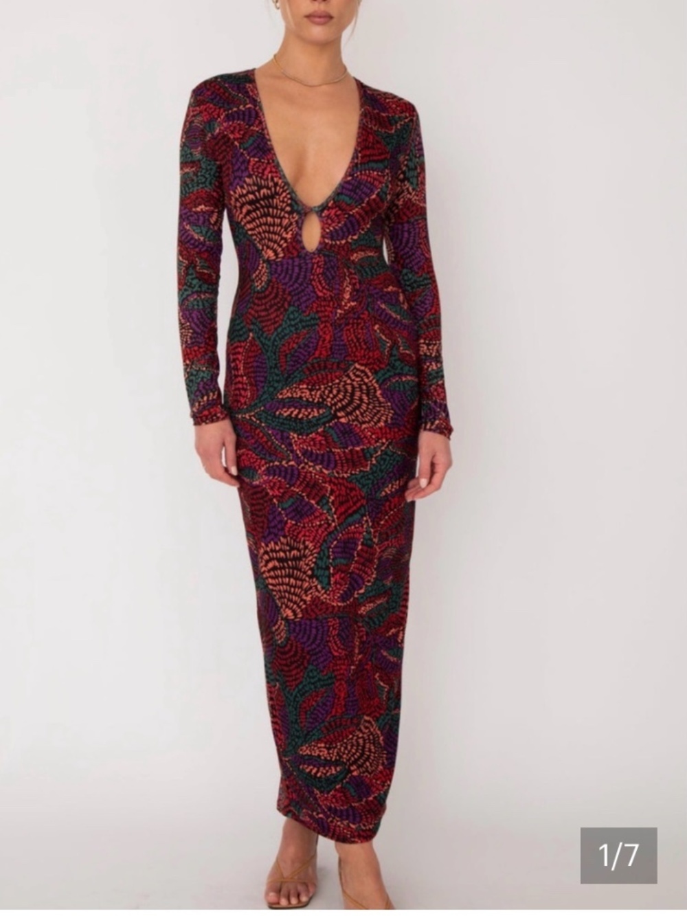 NWT RESA "Twiggy" Multicolor Floral-Print Long Sleeve Maxi Dress size M